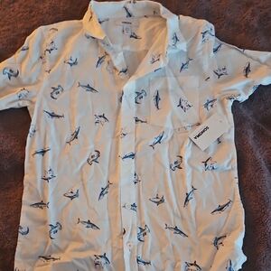 Sonoma White and Blue Shark Casual Button Down Shirt